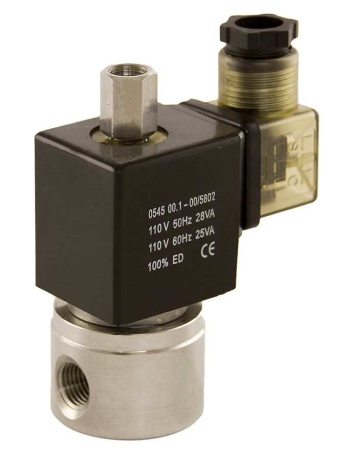 Válvula de diverter/selector de solenoide universal de acción directa, serie 3 vías, acero inoxidable STC 3S020-035.